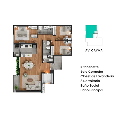 Plano del departamento — Dpto. Flat Tipo A